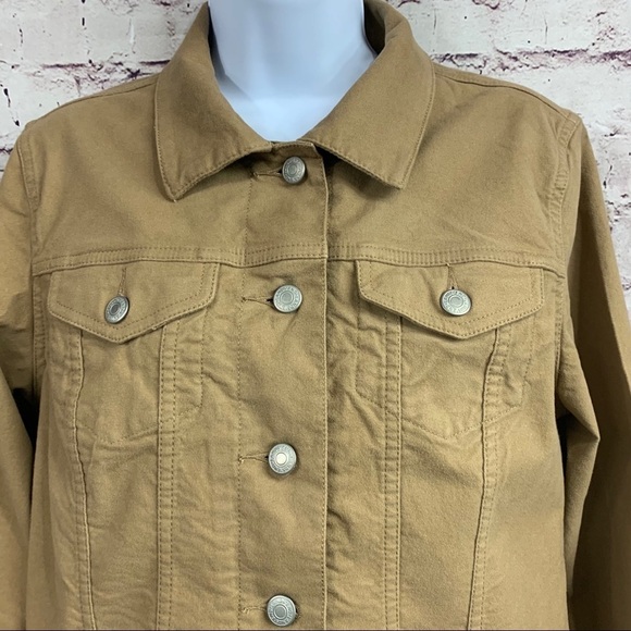 Lands End Lighthouse Tan Button Front Crop Jacket - Picture 2 of 10